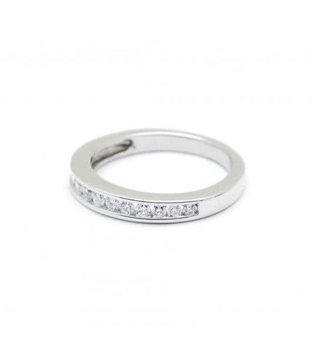 Bague 51 / Blanc/Gris / Or 750‰ Demi-alliance Diamants 0.65 carat 58 Facettes 220537R
