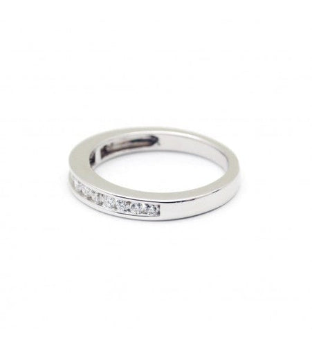 Bague 51 / Blanc/Gris / Or 750‰ Demi-alliance Diamants 0.65 carat 58 Facettes 220537R