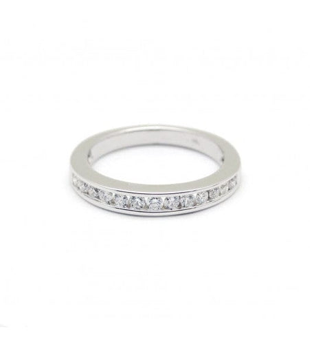 Bague 51 / Blanc/Gris / Or 750‰ Demi-alliance Diamants 0.65 carat 58 Facettes 220537R
