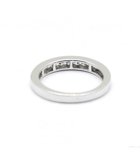 Bague 51 / Blanc/Gris / Or 750‰ Demi-alliance Diamants 0.65 carat 58 Facettes 220537R