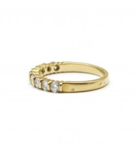 Bague 51 / Jaune / Or 750 Demi-alliance 8 diamants 58 Facettes 190179R