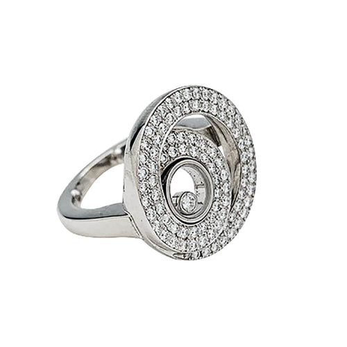 Bague 52 Bague Chopard "Happy Diamonds" en or blanc et diamants. 58 Facettes 30470