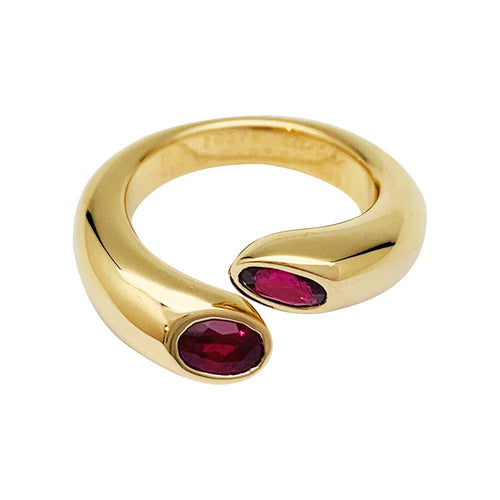 Bague 51 Bague Cartier, "Ellipse Deux Têtes Croisées", or jaune, rubis. 58 Facettes 30438