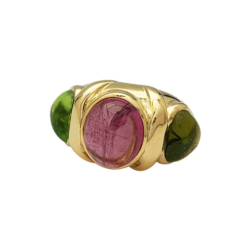 Bague 51 Bague en or jaune tourmaline et péridots. 58 Facettes 30216