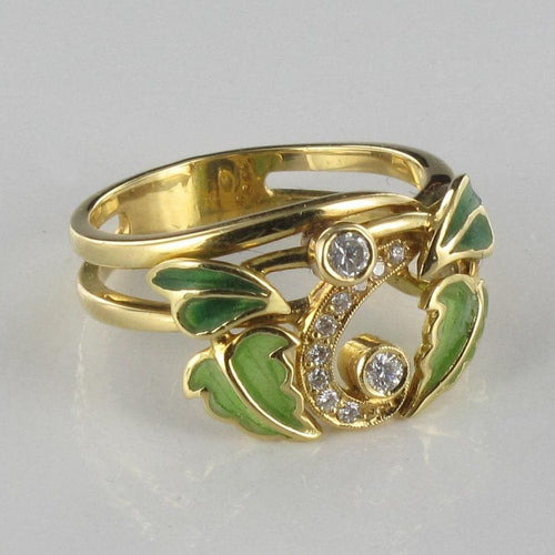 Bague 52 Bague diamants et émail or jaune 58 Facettes 14-281-8416201-54