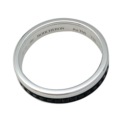 Bague 55 Alliance Boucheron modèle "Quatre Edition" en or blanc et PVD noir. 58 Facettes 29635-1