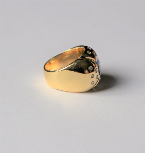 Bague SAPHIR de Ceylan et diamants 58 Facettes 360