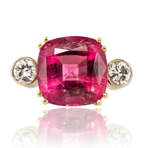 Bague 54 Bague tourmaline coussin et diamants 58 Facettes 18-154-54