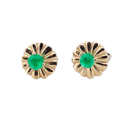 Boucles d'oreilles Puces d'oreilles en or, émeraudes 58 Facettes
