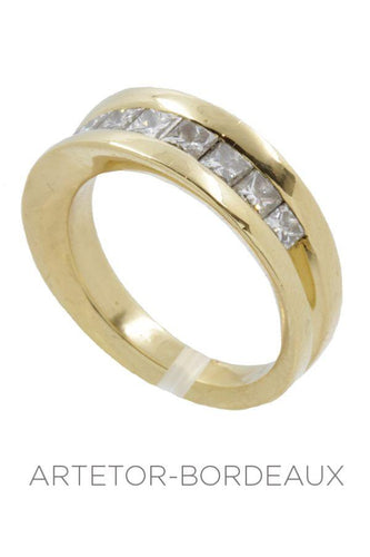 Bague 57 Demi-alliance diamants serti mystérieux 58 Facettes 32421