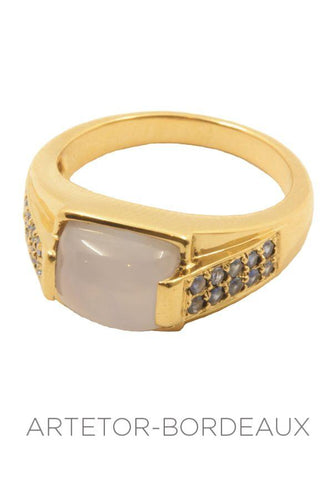 Bague 54 Bague pierre de lune et topazes 58 Facettes 23091