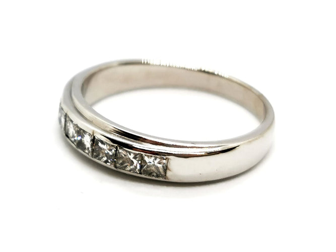 Bague 54 Bague Demie alliance Or blanc Diamant 58 Facettes 1186432CN