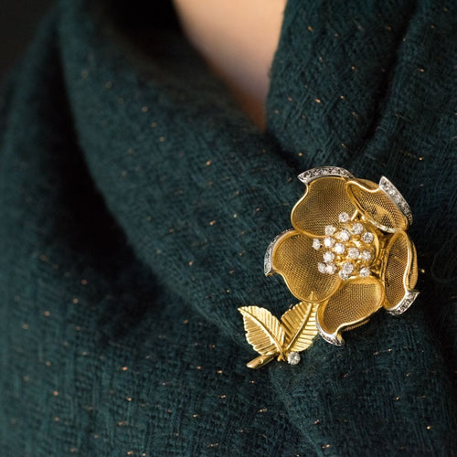 Broche Broche ancienne rose articulée et diamants 58 Facettes 00-136