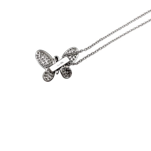 Pendentif Pendentif papillon en or blanc, diamants, chaîne forçat. 58 Facettes 30316