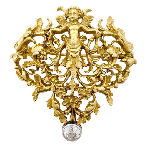 Broche Broche 1900 en or jaune et diamant. 58 Facettes 30006