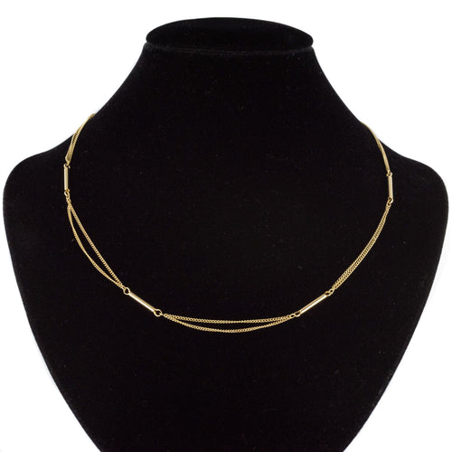 Collier Chaîne double en or maille gourmette et batonnets 58 Facettes 20-041B