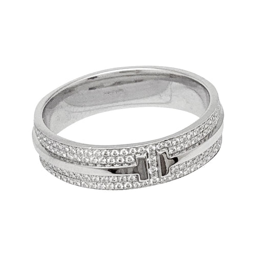 Bague 65 Bague Tiffany en or blanc sertie de diamants. 58 Facettes 30069