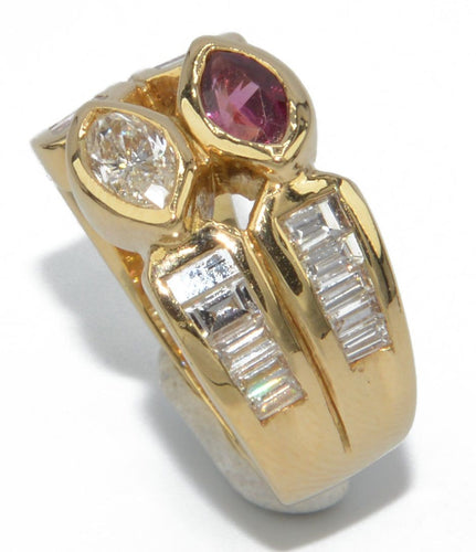 Bague Bague or jaune en toi et moi rubis et diamant 58 Facettes 0