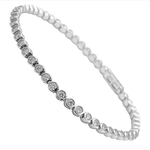 Bracelet Bracelet ligne Cartier "C de Cartier" en or blanc et diamants. 58 Facettes 30089