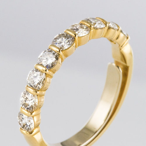Bague 61 Demi Alliance diamants sur or jaune 58 Facettes 18-077-61