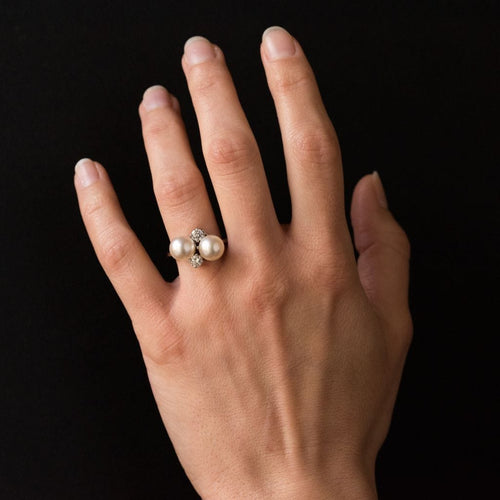Bague 54 Bague perles et diamants toi et moi 58 Facettes 17-129-54-1