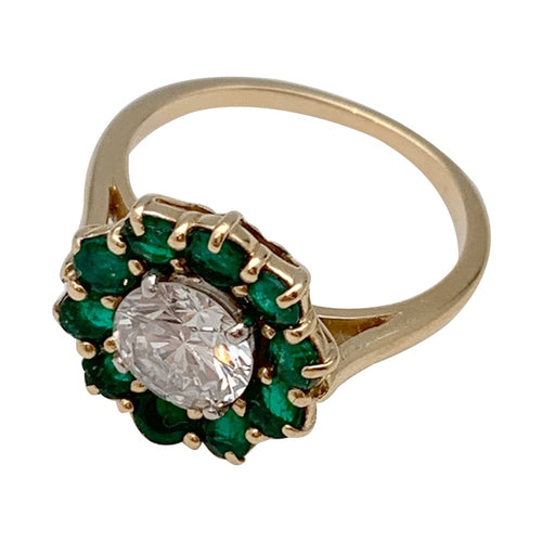 Bague 52.5 Bague marguerite Boucheron, diamant et émeraudes. 58 Facettes 29377