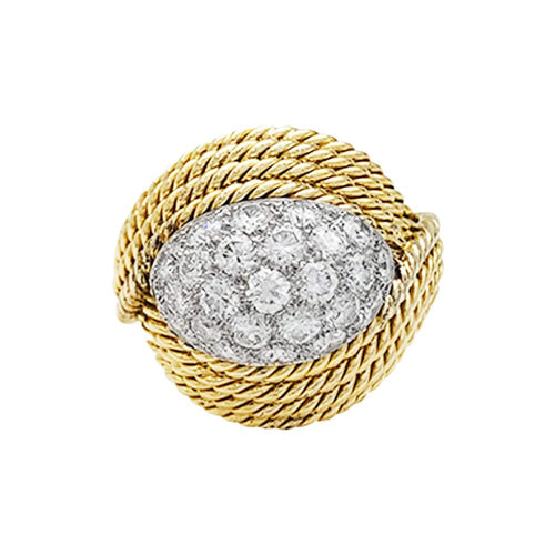 Bague 56 Bague Chanteloup en or jaune et platine, diamants. 58 Facettes 30209