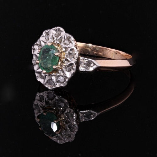 Bague 53 Bague ancienne pompadour émeraude diamants 58 Facettes 19-528-48