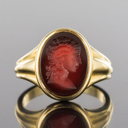 Bague 68 Bague ancienne homme intaille sur cornaline 58 Facettes 20-292-60