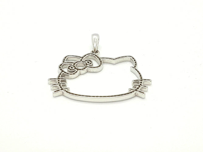 Pendentif Victoria Casal Pendentif Hello Kitty Or blanc Diamant 58 Facettes 00010GD