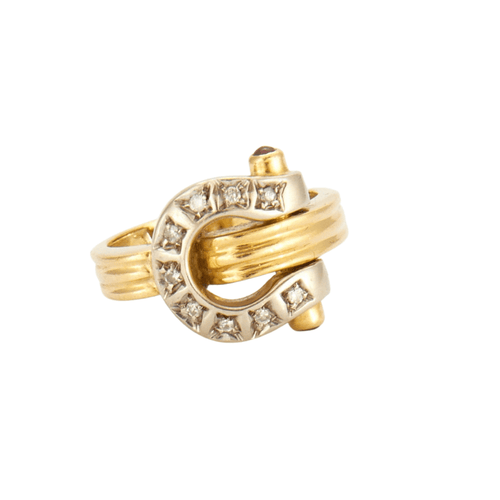 Bague 50 Bague fer à cheval, en Or jaune, diamants 58 Facettes