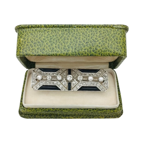 Broche Broche Art Déco en platine, diamants et onyx. 58 Facettes 29163
