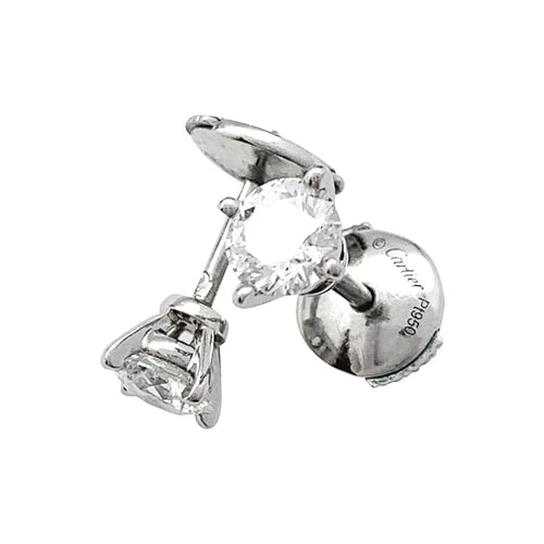 Boucles d'oreilles Puces d'oreilles Cartier en platine et diamants. 58 Facettes 30015