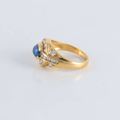Bague 51 Bague Saphir cabochon 20 Diamants 58 Facettes FM106