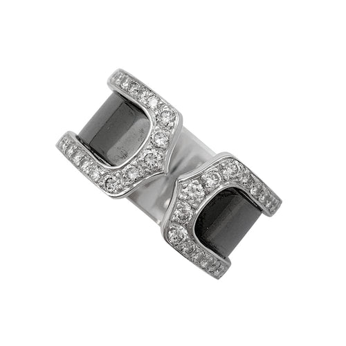 Bague 52 Bague Cartier Collection C en or blanc, diamants et émail noir. 58 Facettes 30036