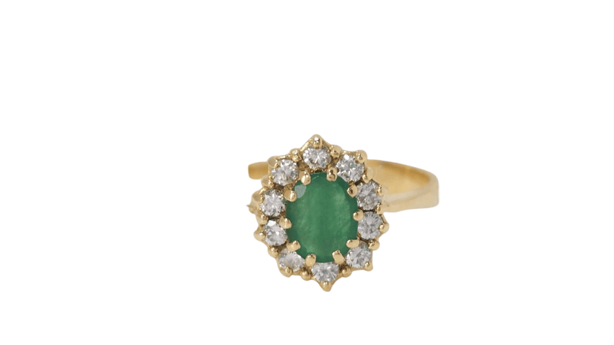 Bague 56 Bague marguerite or jaune émeraude et diamants 58 Facettes 31974