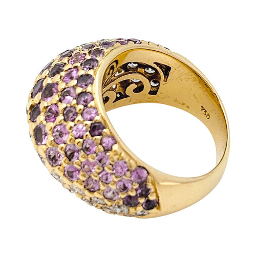 Bague 51 Bague Poiray en or jaune pavée de diamants et saphirs roses. 58 Facettes 29851
