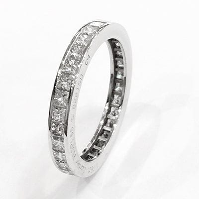 Bague 55 Bague alliance Cartier en platine, diamants taille princesse. 58 Facettes 25299-1