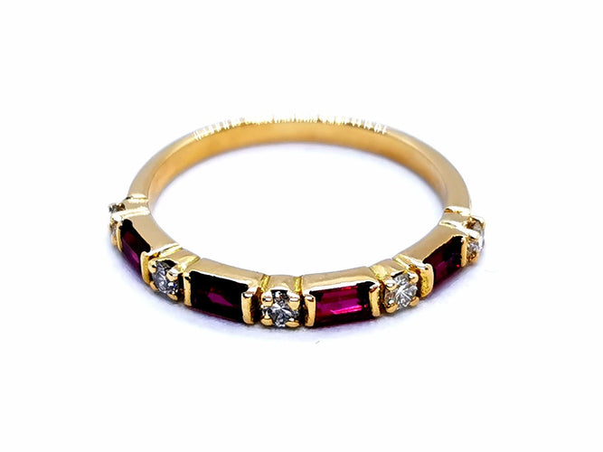 Bague 51 Bague Demie Alliance Or jaune Rubis 58 Facettes 1048330CN