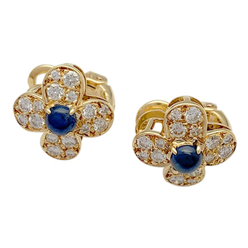 Boucles d'oreilles Boucles d'oreilles Van Cleef et Arpels, "Trèfles" or jaune, diamants et saphirs 58 Facettes 30379