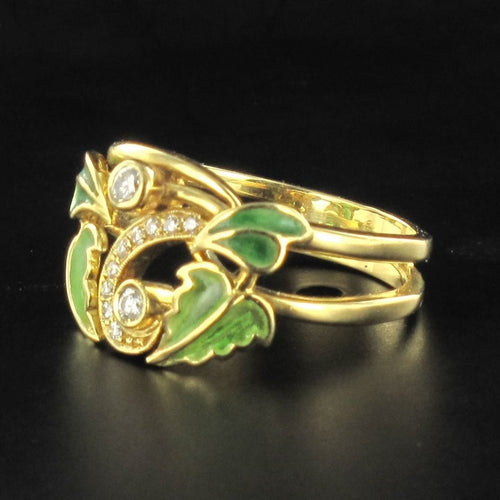 Bague 52 Bague diamants et émail or jaune 58 Facettes 14-281-8416201-54