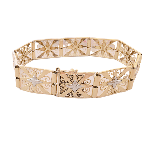 Bracelet Bracelet Ancien Maillons articulés Motifs étoiles 58 Facettes AA 1478