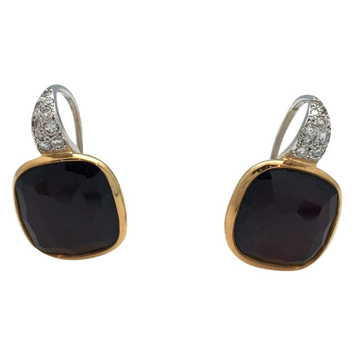 Boucles d'oreilles Boucles d'oreilles Pomellato "Sherazade" or jaune et blanc, grenat et diamants. 58 Facettes 27723