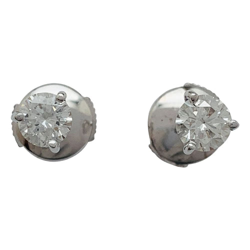 Boucles d'oreilles Puces d'oreilles en or blanc, diamants. 58 Facettes 30030