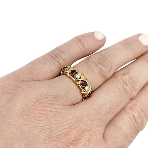 Bague 50 Bague Tiffany&Co. "Sixteen Stones", or jaune, platine, diamants et rubis. 58 Facettes 30402