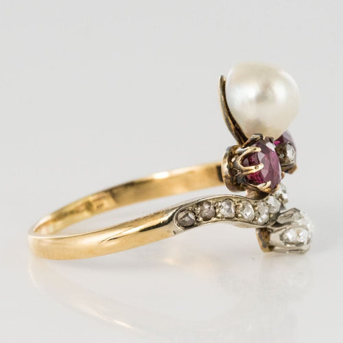 Bague 58 Bague ancienne duchesse rubis diamants et perle fine 58 Facettes 17-151-58-1