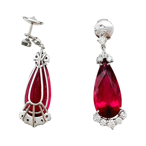 Boucles d'oreilles Boucles d'oreilles gouttes de rubellites et diamants. 58 Facettes 30529