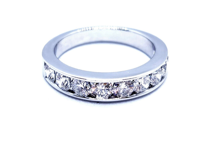 Bague 54 Bague Demie alliance Or blanc Diamant 58 Facettes 1021705CD