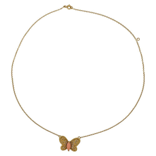 Collier Collier Van Cleef & Arpels "Papillon" en or jaune, diamants et corail. 58 Facettes 30041