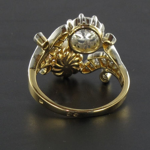 Bague 54 Bague ancienne diamants et perle fine toi et moi 58 Facettes 18-049-54